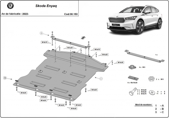 Cache sous moteur et de la boîte de vitesse Skoda Enyaq