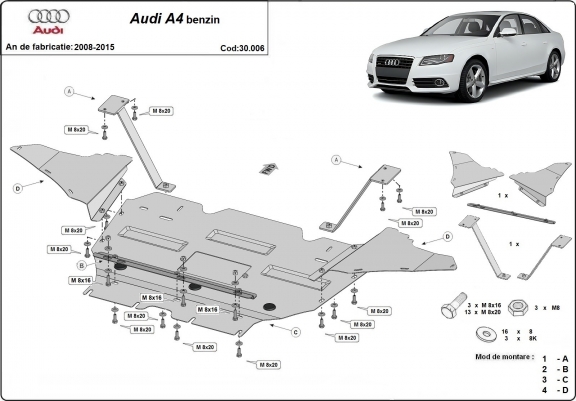 Cache sous moteur et de la radiateur Audi A4 B8 petrol