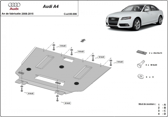 Cache de protection de la boîte de vitesse Audi A4 4  B8