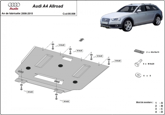 Cache de protection de la boîte de vitesse Audi A4 B8 All Road
