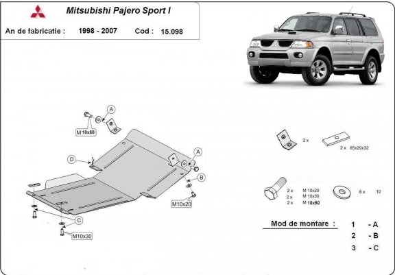 Cache sous moteur et de la radiateur Mitsubishi Pajero Sport 1