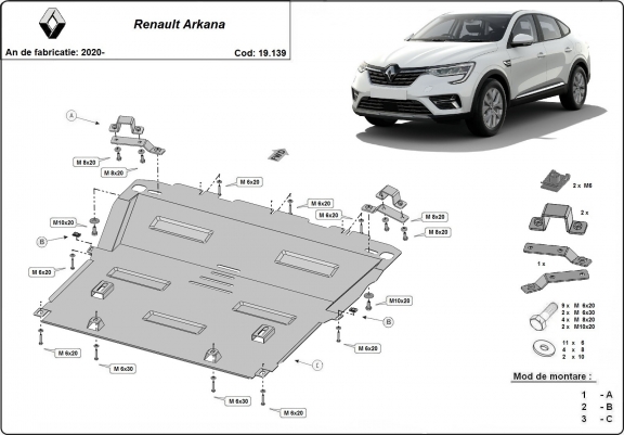 Cache sous moteur et de la boîte de vitesse Renault Arkana