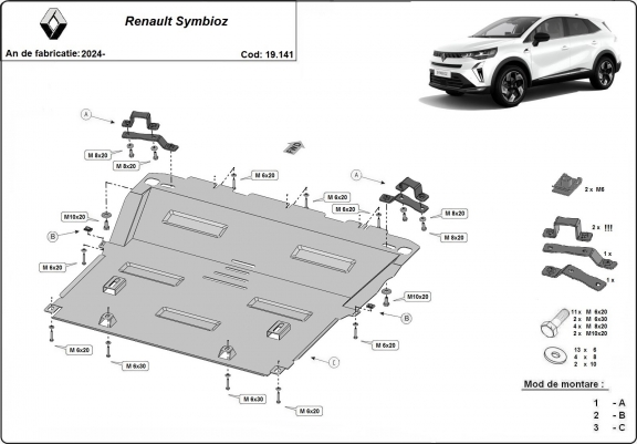 Cache sous moteur et de la boîte de vitesse Renault Symbioz 