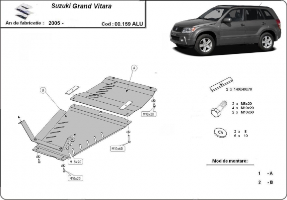 Cache sous moteur Suzuki Grand Vitara - forfait promotionnel aluminium