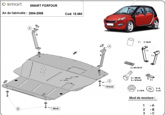 Cache sous moteur et de la boîte de vitesse Smart ForFour