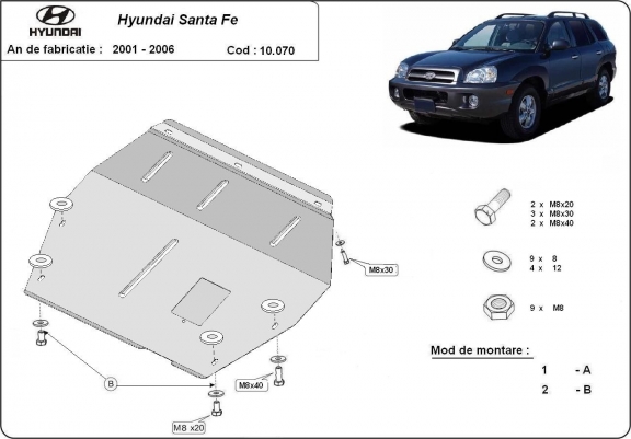 Cache sous moteur et de la boîte de vitesse Hyundai Santa Fe