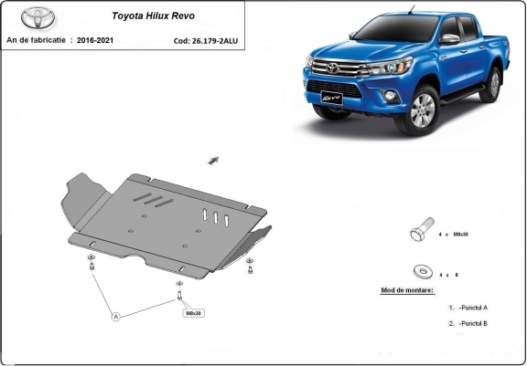 Cache Sous Moteur Toyota Hilux Revo - Aluminium