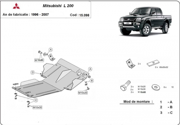 Cache Sous Moteur Mitsubishi L200