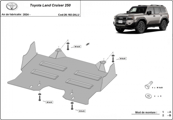 Cache sous moteur Toyota Land Cruiser - forfait promotionnel aluminium
