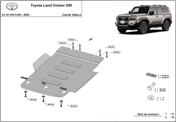 Cache sous moteur Toyota Land Cruiser - forfait promotionnel aluminium