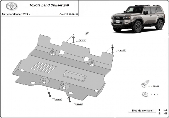 Cache sous moteur Toyota Land Cruiser - forfait promotionnel aluminium
