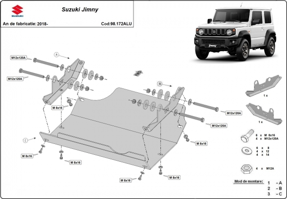 Cache sous moteur et de la boîte de vitesse Suzuki Jimny - aluminium