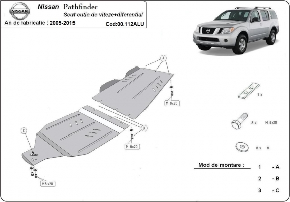 Cache de protection aluminium de la boîte de vitesse Nissan Pathfinder