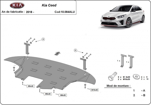 Cache sous moteur et de la boîte de vitesse en aluminium Kia C eed