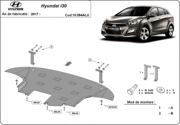 Cache sous moteur et de la boîte de vitesse en aluminium Hyundai i30