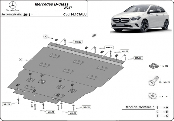Cache sous moteur et de la boîte de vitesse Mercedes B-Classe