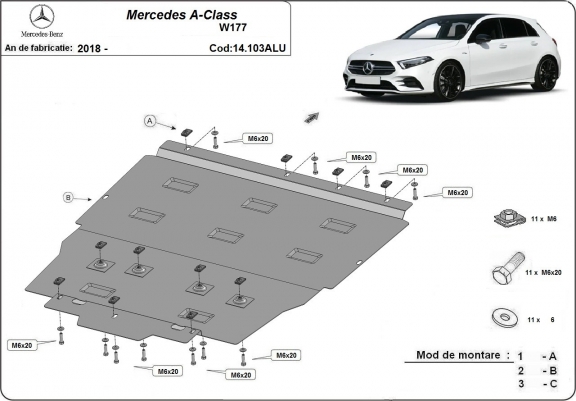 Cache sous moteur et de la boîte de vitesse Mercedes A-Classe