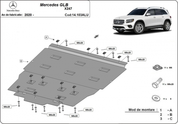 Cache sous moteur et de la boîte de vitesse Mercedes GLB