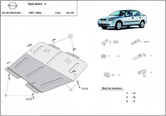 Cache sous moteur et de la boîte de vitesse Opel Astra G