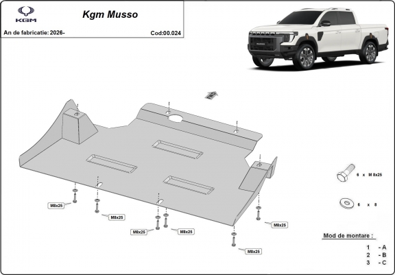 Cache de protection de la boîte de vitesse KGM Musso