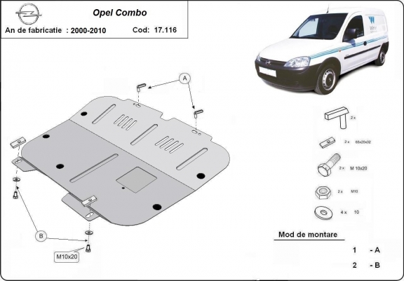 Cache sous moteur et de la boîte de vitesse Opel Combo C 