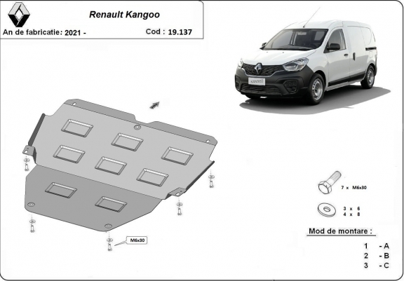 Cache sous moteur et de la boîte de vitesse Renault Kangoo