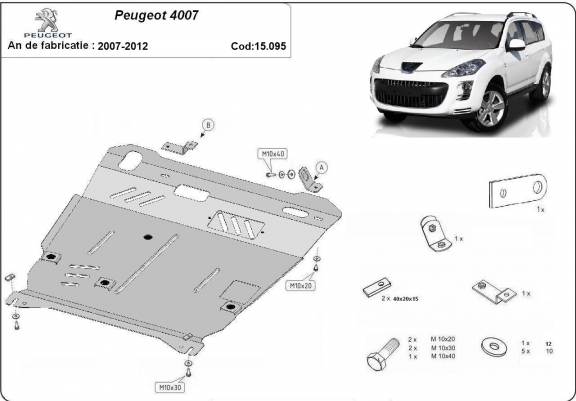 Cache sous moteur et de la boîte de vitesse Peugeot 4007