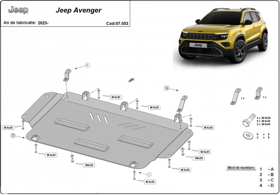 Cache sous moteur et de la boîte de vitesse Jeep Avenger