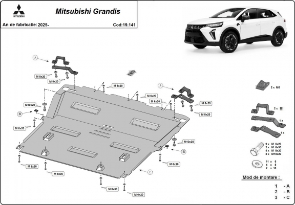 Cache sous moteur et de la boîte de vitesse Mitsubishi Grandis