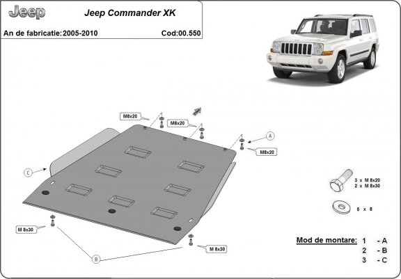 Cache de protection de la boîte de vitesse Jeep Commander - JL