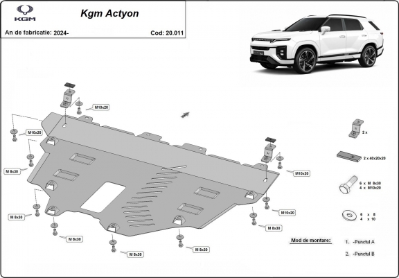 Cache sous moteur et de la radiateur KGM Actyon