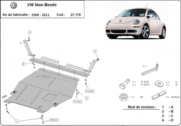 Cache sous moteur et de la boîte de vitesse Volkswagen New Beetle