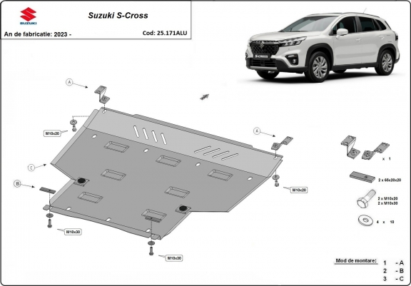 Aluminium cache sous moteur et de la boîte de vitesse Suzuki S-Cross
