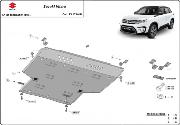 Aluminium cache sous moteur et de la boîte de vitesse Suzuki Vitara