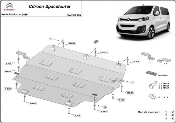 Cache sous moteur et de la boîte de vitesse Citroen Spacetourer