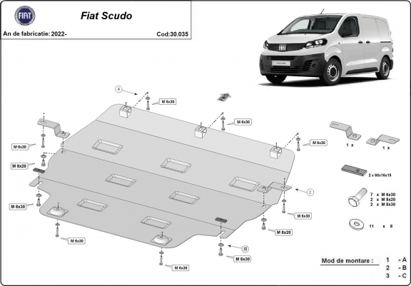 Cache sous moteur et de la boîte de vitesse Fiat Scudo