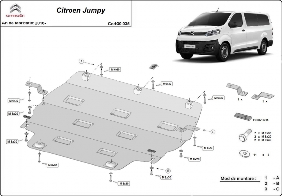 Cache sous moteur et de la boîte de vitesse Citroen Jumpy