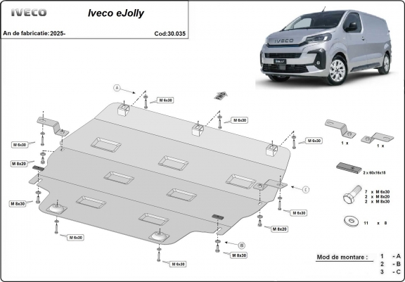Cache sous moteur et de la boîte de vitesse Iveco eJolly