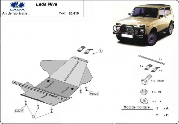 Cache sous moteur et de la boîte de vitesse Lada Niva