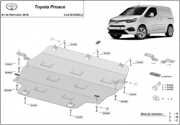 Cache sous moteur et de la boîte de vitesse Toyota Proace Aluminium