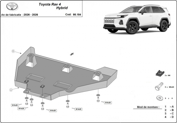 Cache de protection du différentiel Toyota RAV 4 Hybrid