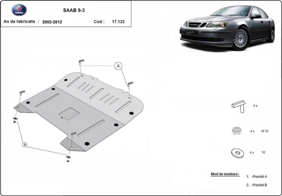 Cache sous moteur et de la boîte de vitesse Saab 9-3