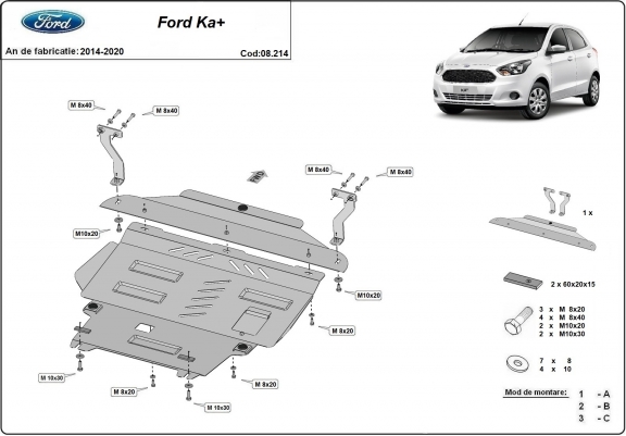 Cache sous moteur et de la boîte de vitesse Ford KA