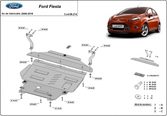 Cache sous moteur et de la boîte de vitesse Ford Fiesta
