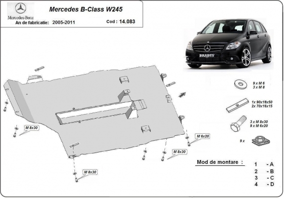 Cache sous moteur et de la boîte de vitesse Mercedes B-Class W245