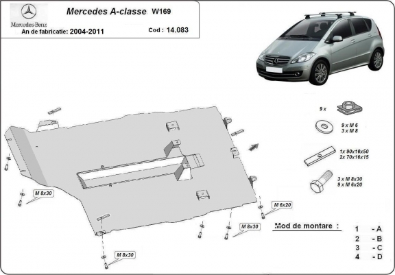 Cache sous moteur et de la boîte de vitesse Mercedes A-Class W169