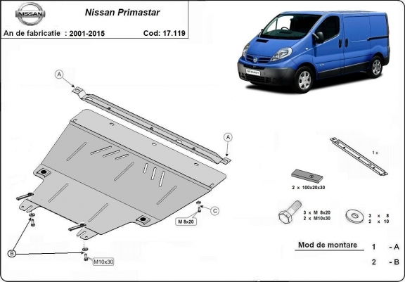 Cache sous moteur et de la boîte de vitesse Nissan Primastar