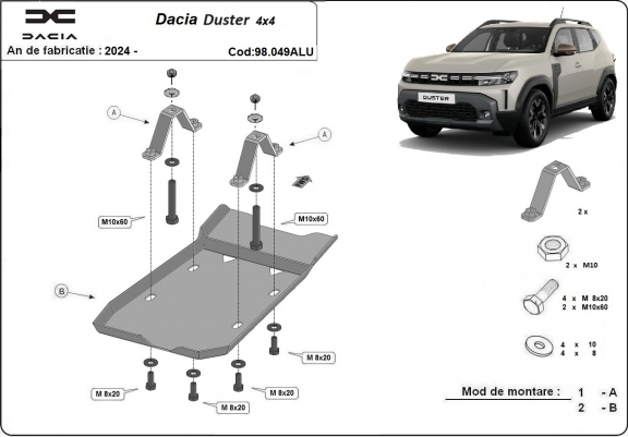 Cache de protection du différentiel en aluminium Dacia Duster 4x4