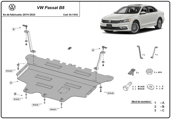 Cache sous moteur et de la boîte de vitesse VW Passat B8 