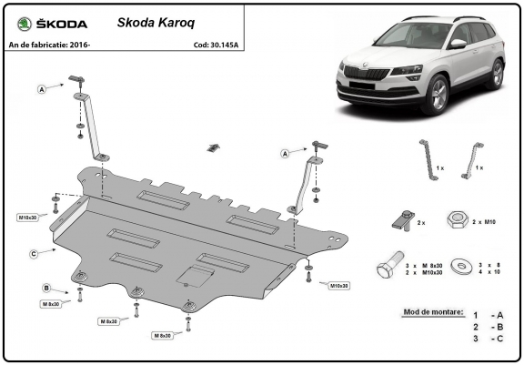 Cache sous moteur et de la boîte de vitesse Skoda Karoq 